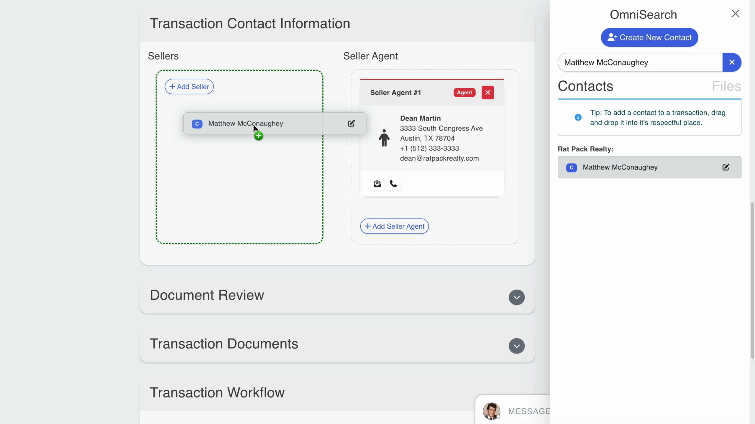 BrokerageBox Adding Contact Information for Listing Transaction