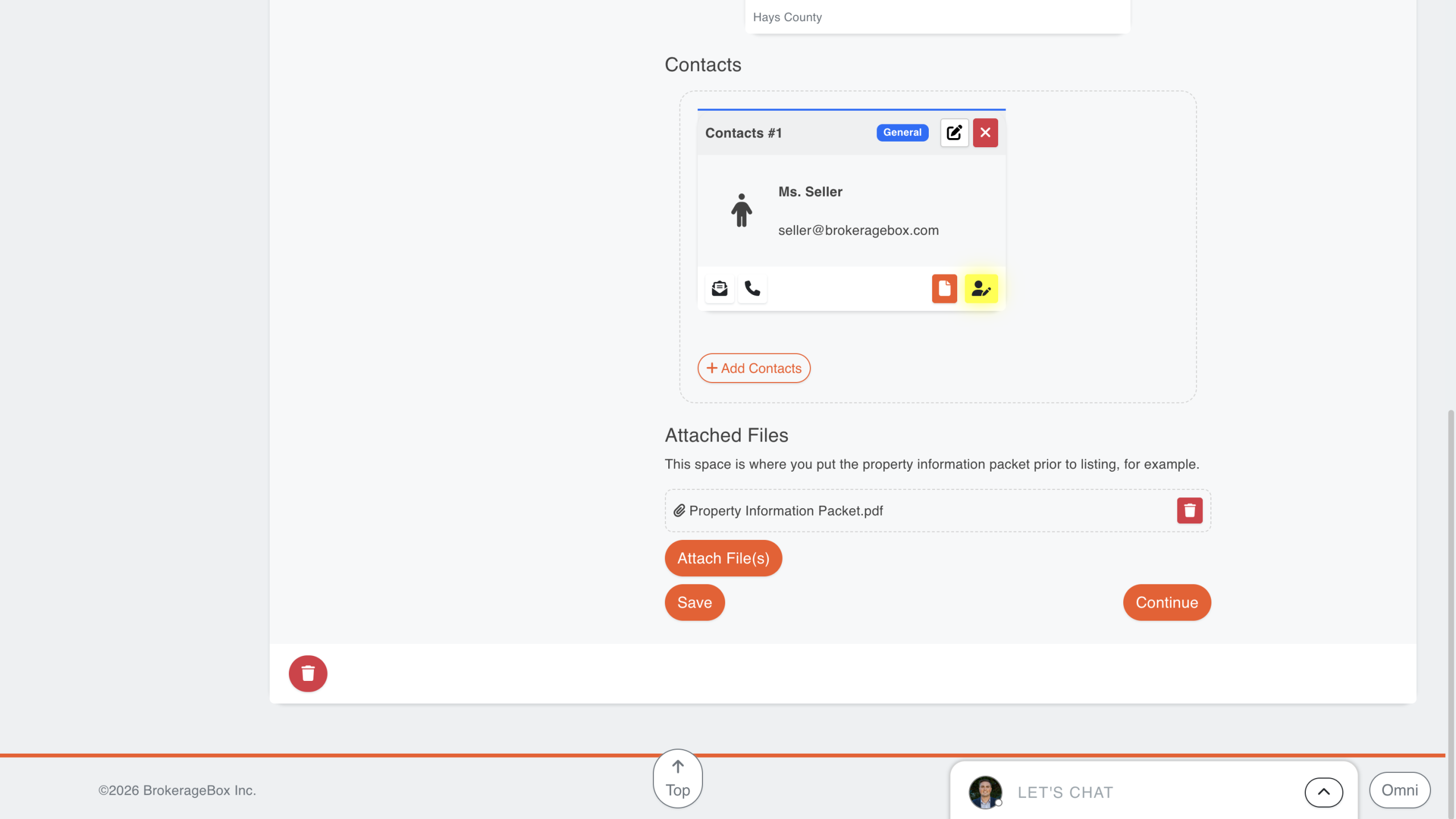Attaching pre-sale documents in listing transaction in BrokerageBox