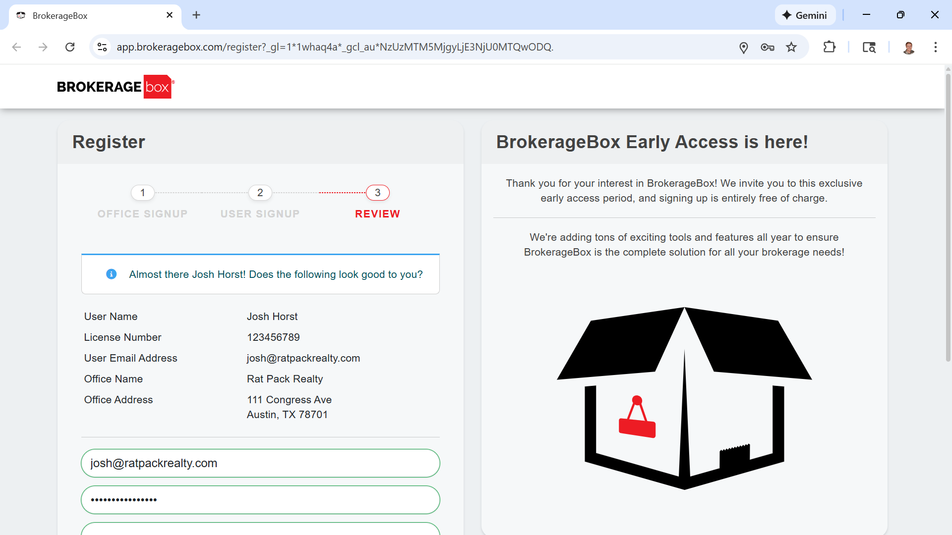 Signing up on the BrokerageBox platform