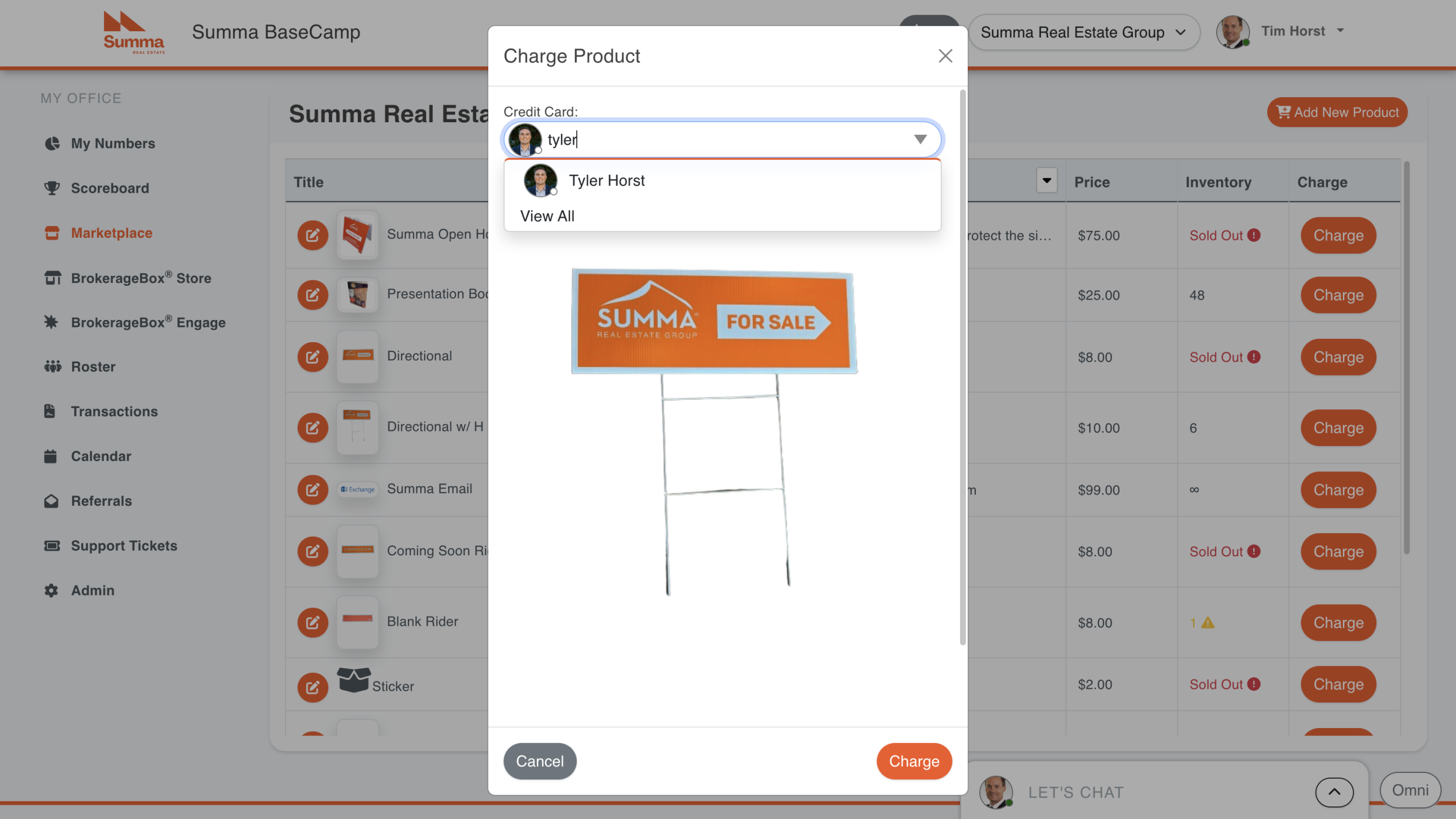 Manually charging agents in BrokerageBox marketplace