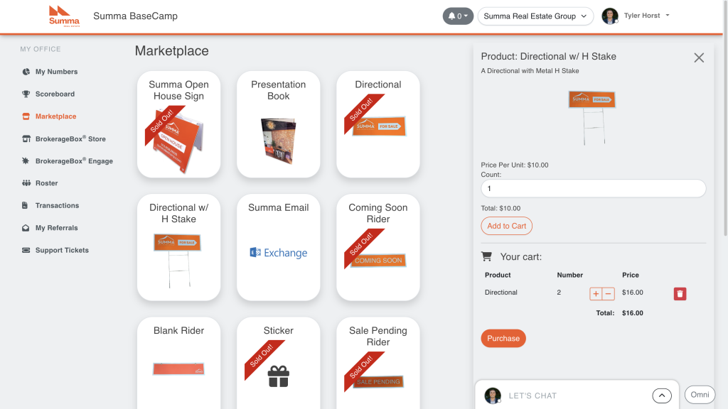 Purchasing item as an agent on BrokerageBox marketplace