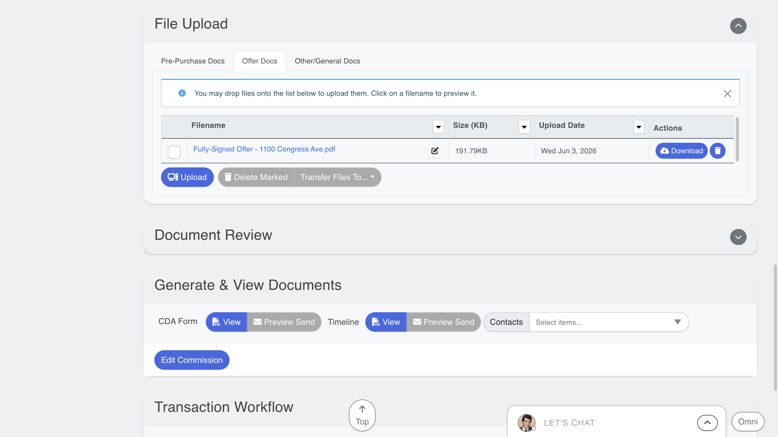 Uploading fully-signed offer to a transaction