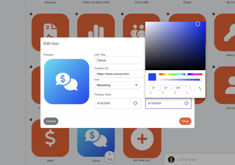 BrokerageBox Custom Virtual Dashboard Edit Icon