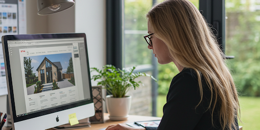 Woman doing branding and marketing to start real estate brokerage